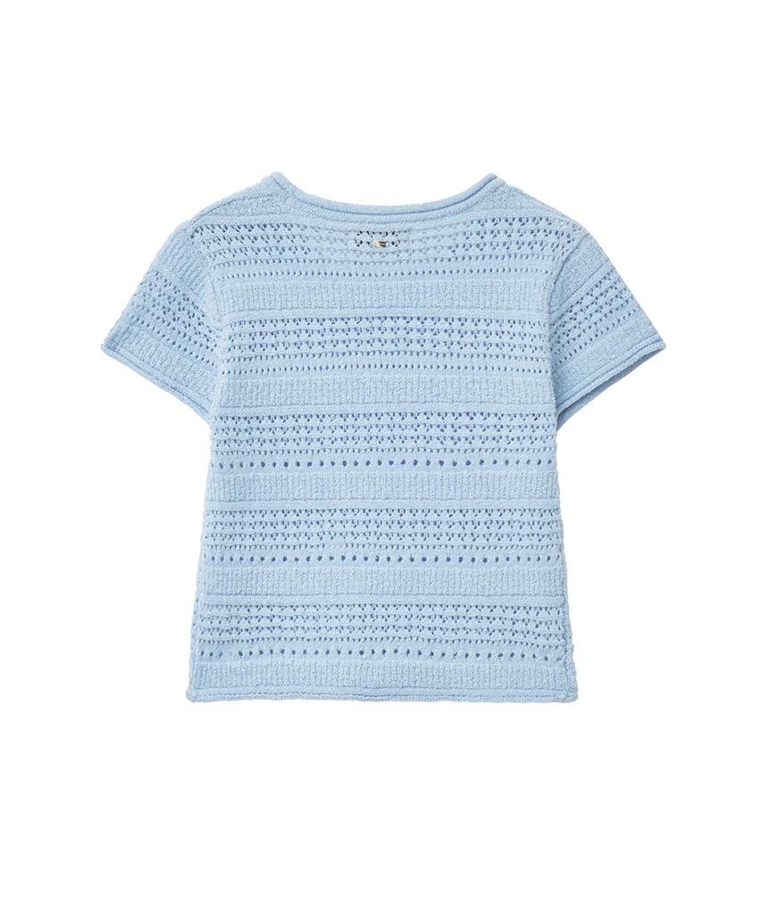 Lense Pointelle Boucle Knit Blue