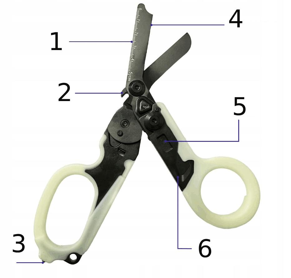 Medical Tactical Rescue Scissors Glow In The Dark 6 In 1 Black
