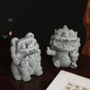 Qilin Green Sandstone Lion Statue Pen Holder Creative Desk Ornament