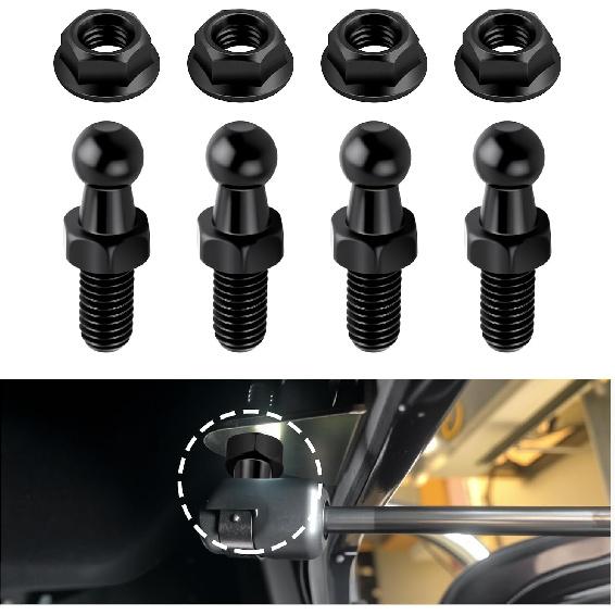 

4PCS 10mm Ball Stud with 4PCS Nuts Kit,Sturdy Gas Struts Studs with 5/16-18 Thread x 3/5 Long Shank Fits Gas Spring Strut,Practical Lift Support