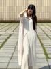 MER MER (2 Colors) Pleated Collar Long Shirt Dress_Black/Ivory