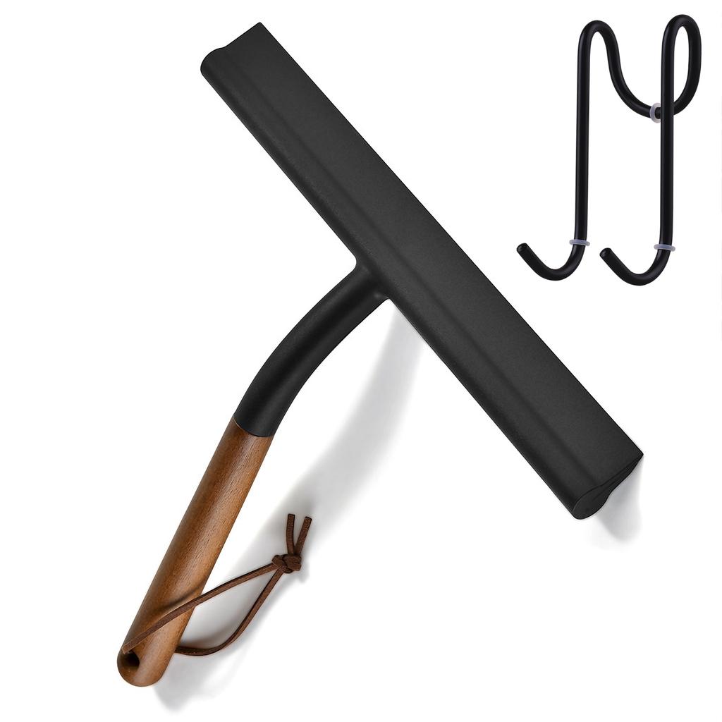 10'' INCH Shower Squeegee With Door Hook Window Wiper Wooden Handle Glass Car Household Hotel Cleaning Tools