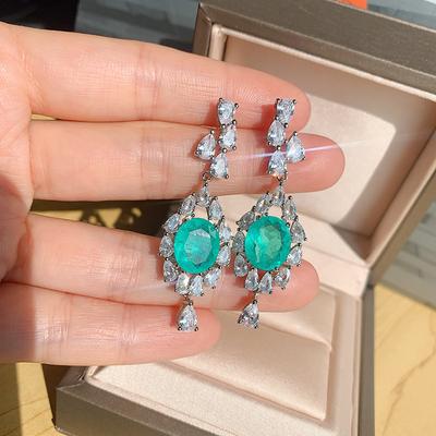 Simulated Paraiba, Colored Diamond Emerald, Lady Jewelry Set