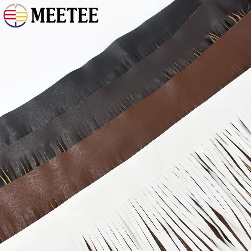 Meetee 55/70cm Extra Lange Lederquaste Fransen Kleid Jacke Dekoration Spitzenbesatz Kanten Fransen DIY Bekleidung Nähen Handwerk Zubehör