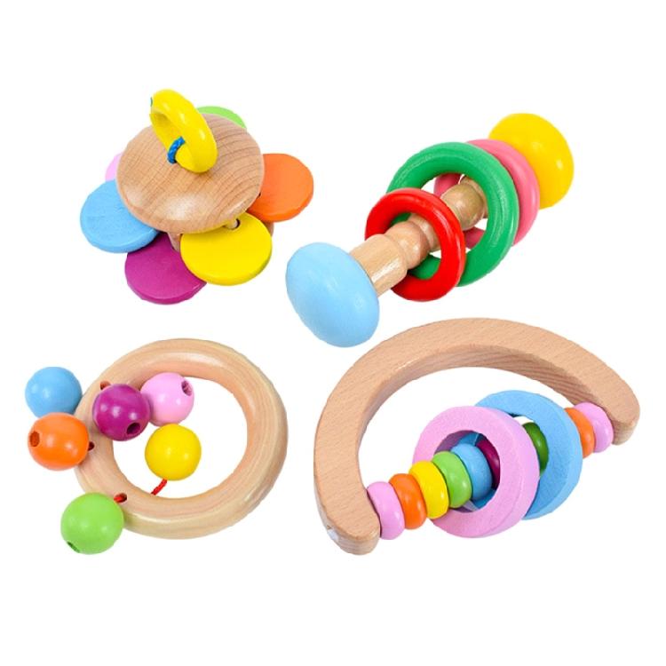 

4Pcs Bird Toy Colorful Wood Beads & Rings Training Toys for Cockatiel Parakeet 1