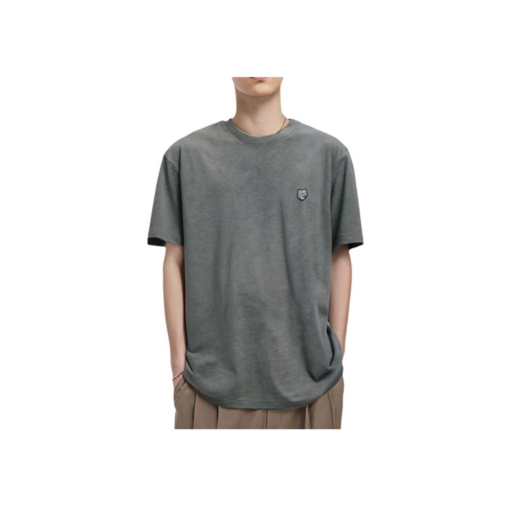 Maison Kitsune Ss24 Solid Color Crew Neck Loose Short Sleeve T-Shirt Men Tops Gray MM00127KJ0118-H131