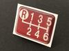 Tuningfan Shift Pattern Upper Left for Manual Transmission Emblem, Red, R, 6-Speed Vehicles, SPE-R601