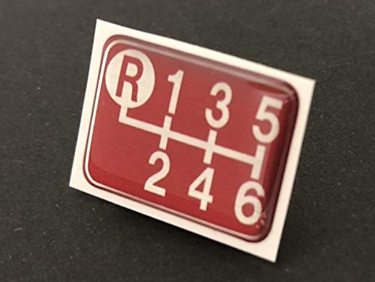 Tuningfan Shift Pattern Upper Left for Manual Transmission Emblem, Red, R, 6-Speed Vehicles, SPE-R601