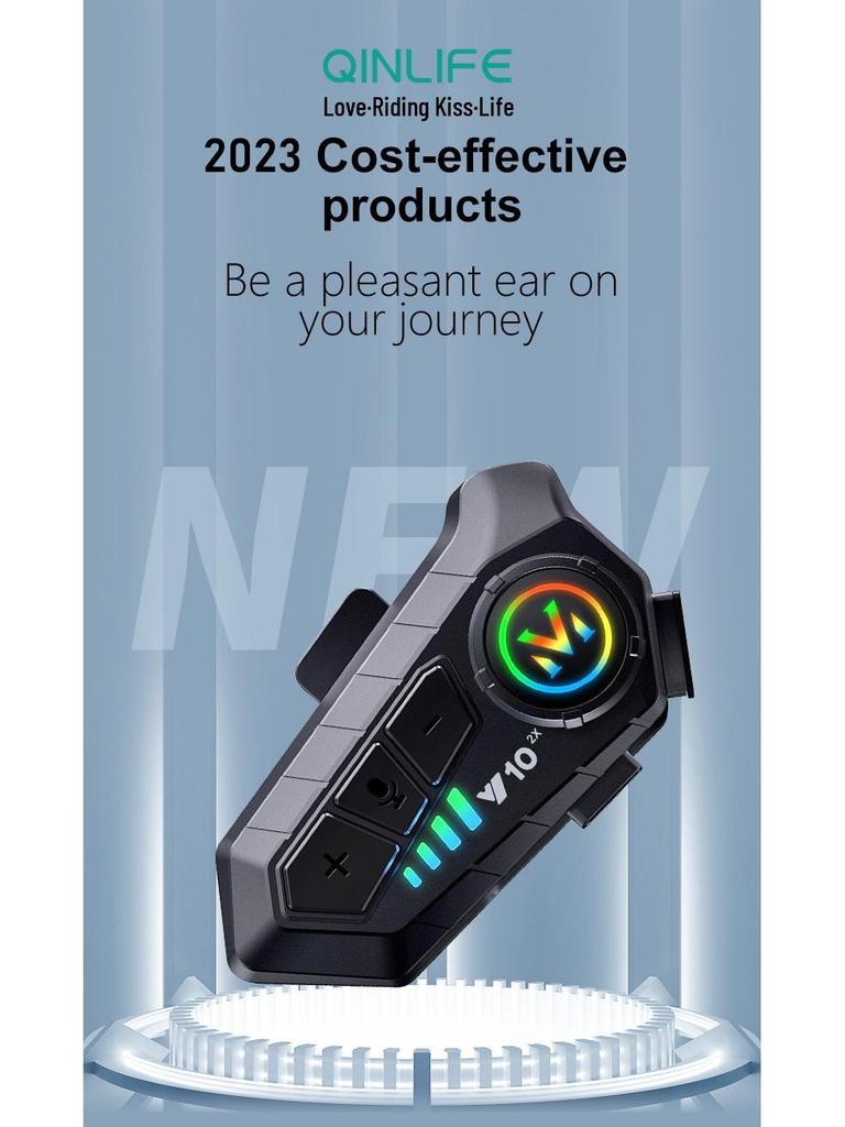 Y10-2X Bluetooth Helmet Intercom Headset, 500m Range, 2-Person Smart Voice Communication