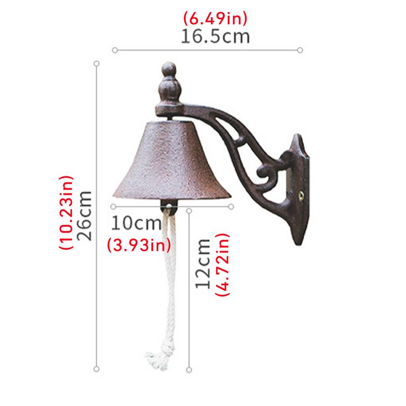 Timbre Retro Rústico para Exteriores Campana de Hierro Fundido Resistente para la Cena Colgante de Pared Timbre de Bienvenida Vintage para el Hogar Decoración de Jardín