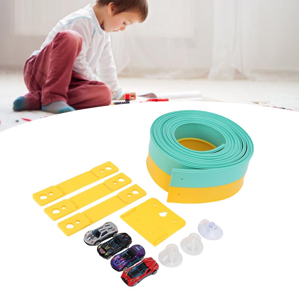 ible Race Car Track Rolls Up Portable   Track Racetrack Toy with 4 Cars for 3 To 10 Years Old Boys