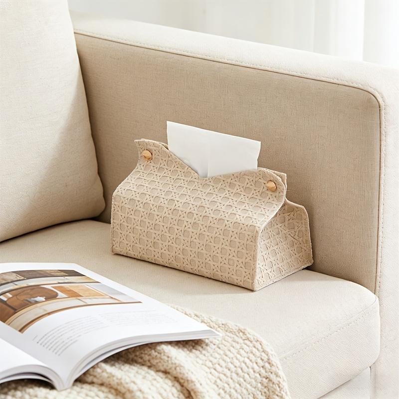 Family-Size Woven Tissue Storage Box, Minimalist Stylish Tissue Holder, Decorative Organizer for Office & Home
