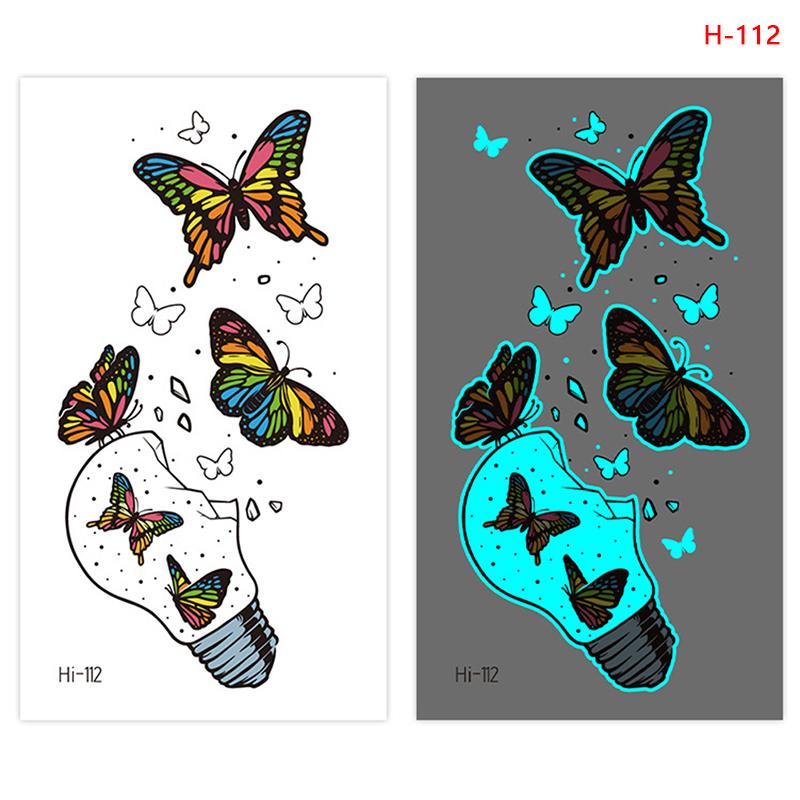 Butterfly Nightglow ajutise tätoveeringuga naiste kehakunstiga maalimise käe tätoveeringu kleebis