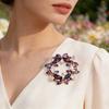 Rhinestone Wreath Brooch Artificial Gemstones Swan Lapel Pin Retro Elegant Brooch Pin for Women Coat Shirt Dress