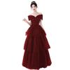 Toast Braut 1011 Neues Sommer Damen High-End Rotes Verlobungs Abendkleid Kleid Leichter Luxus Nische Atmosphärisch Hochzeitsbankett