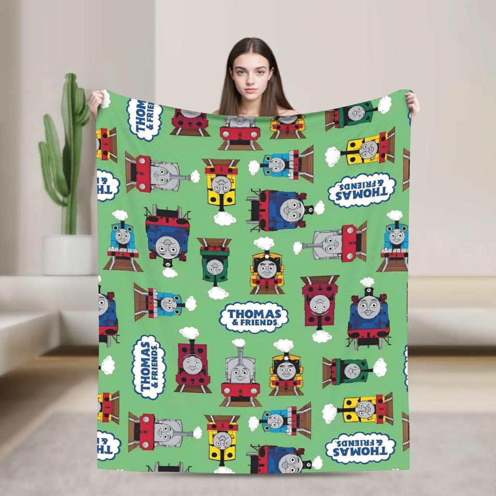 T-Thomas De Treinvriendjes Deken Kwaliteit Warm Zacht Cartoon Plaid Deken Winter Reis Bank Stoel Sofa Bed Pluizig Sprei