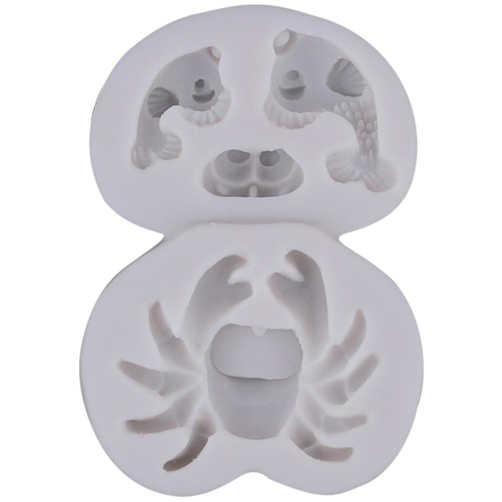 

Silicone Mold 3D Crab Fish Shape DIY Cupcake Fondant Cake Decorating Tools Fimo Clay Candy Chocolate Gumpaste Molds gray#0 серый