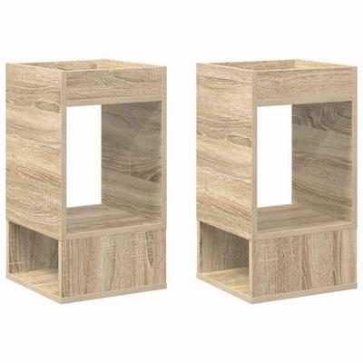 Side Table Set of 2 Sonoma Oak Finish 30 X 30 X 56 Cm Engineered Wood