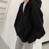 Womens Solid Color Zip-Up Hooded Sweatshirt Loose Fit Thick Fleece Lined Winter Casual Outerwear