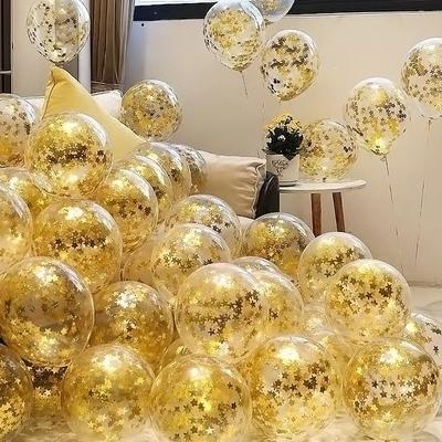 Globos de látex con confeti brillante, decoración romántica para bodas, globos aerostáticos transparentes dorados, decoración para fiestas de cumpleaños, festivales, baby shower