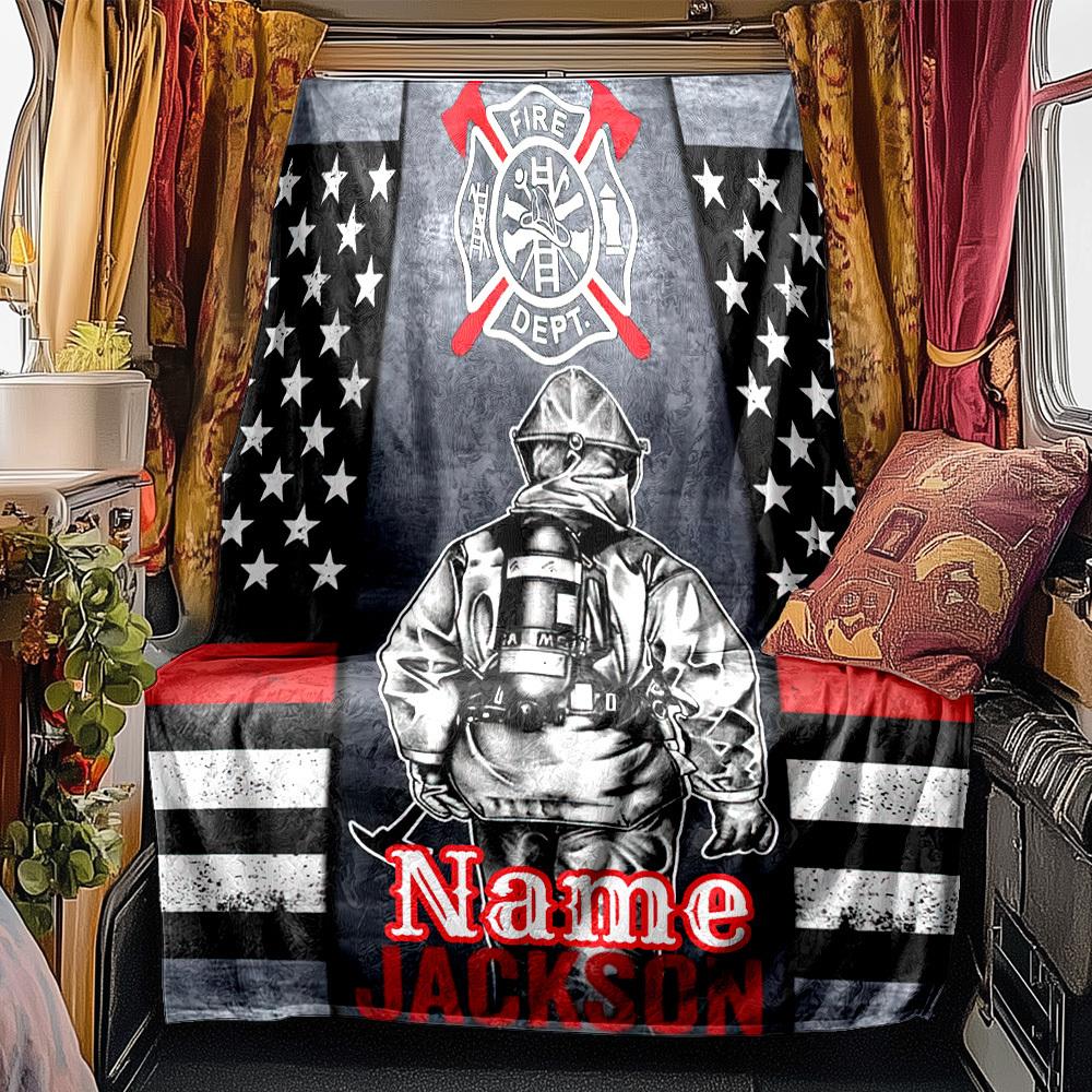 Fire Department Theme Rv Customize Your Name Blanket Comfortable Soft Lightweight Allseason Multipurpose Blanket For Travel Camping Picnics Sofas Rvs