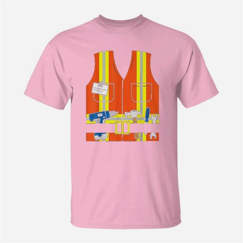 3D Bauarbeiter Orange Warnweste Grafik T-Shirt für Unisex Kleidung Sommer Lässig Unisex Oberteile T-Shirts Mode T-Shirt