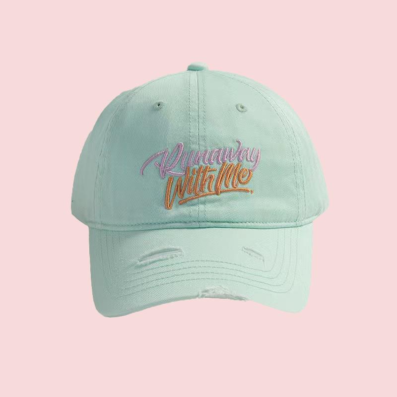 

Deep Top Big Head Circumference Baseball Cap Showing Small Face Ripped Letter Embroidered Baseball Cap Man M（56-58cm）