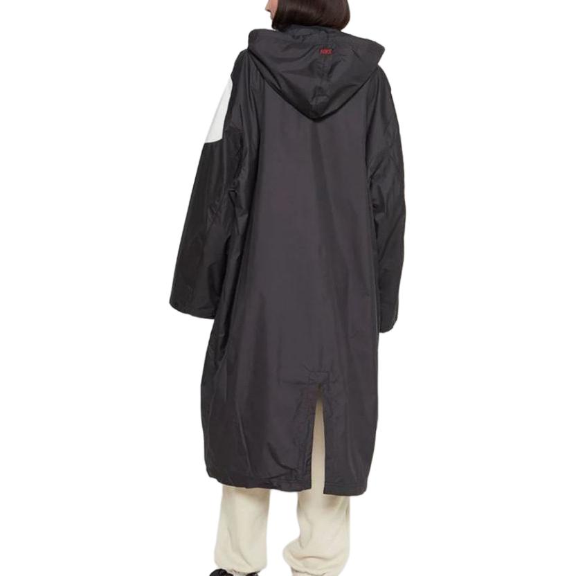 Nike Color Block Long Hooded Windbreaker Women Outerwear Black White DX9873-010