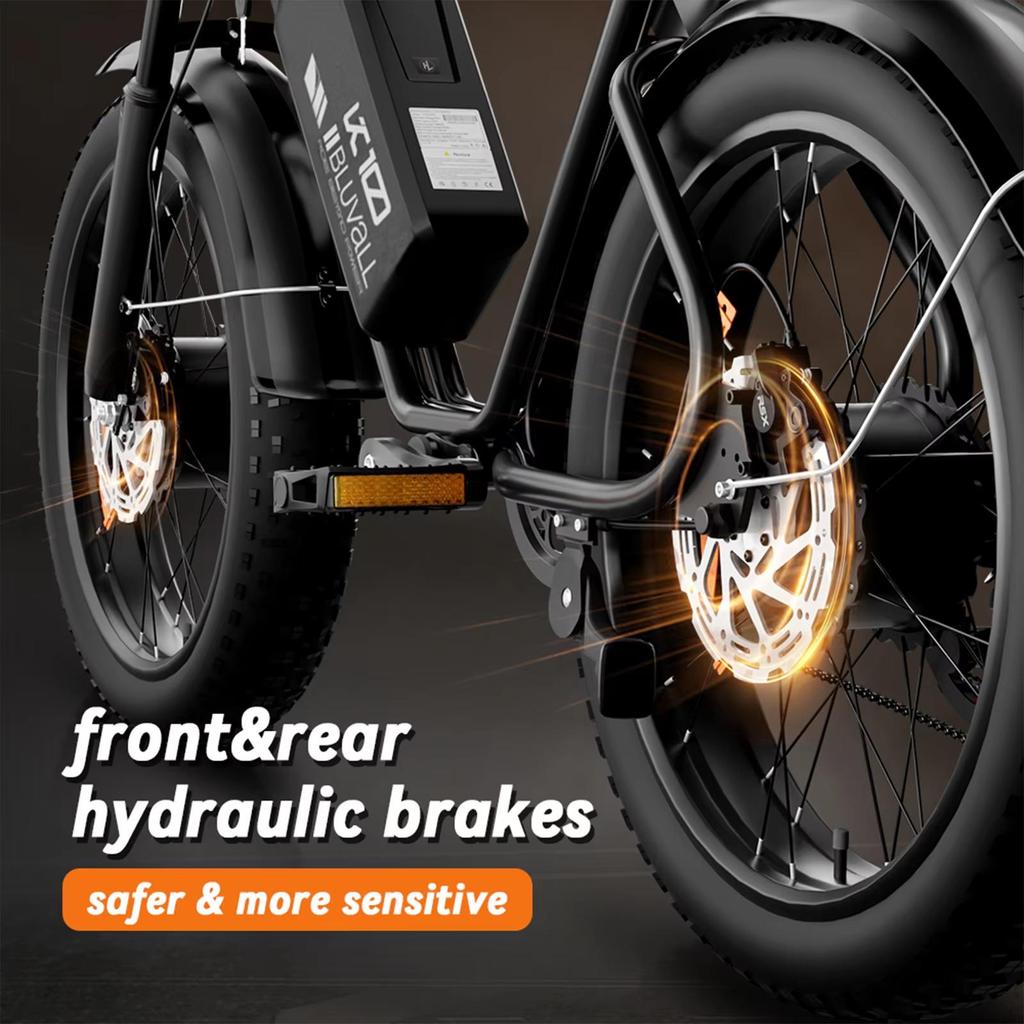 Ny K10 terräng elcykel 2000W dubbelmotor 52V 43Ah dubbelt batteri 20 * 4,0-tums tjockt däck elcykel hydraulisk broms