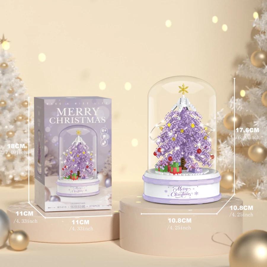 Blocuri Brad de Crăciun Cutie Muzicală Luminoasă Micro Mini Blocuri de Construcție Jucării Asamblate Moș Crăciun Mini Cărămizi DIY Jucării pentru Adult Copil Cadouri