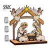 Eco Friendly Holiday Decor Christmas Tabletop Glowing Ornament, 3D Wooden Tree Decoration with Decorative Crafts Warm Light, Festive Centerpiece