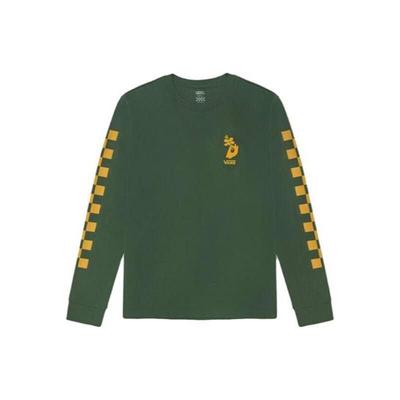 Vans Printed Letter Crew Neck Pullover Long Sleeve T-Shirt Women Tops Green VN0A5I8N7WJ