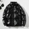 Parkas Glossy Male Padded Coats Men's Down Jacket Korean Luxury Clothing Padding Outerwears New In Clothes Cotton Outwear