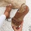 Flat Sandals Womens Oversized Retro 2023 New Flower Slope Heel Velcro Fashion Sandals Roman Sandals