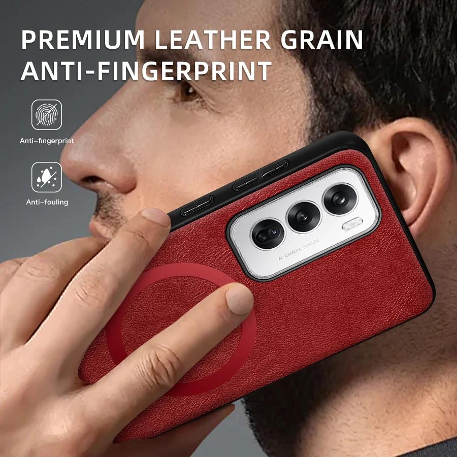 For OPPO Reno 12 12 Pro PU Leather Magnetic Ring Soft Edge Anti-Drop Anti-Fingerprint Phone Case