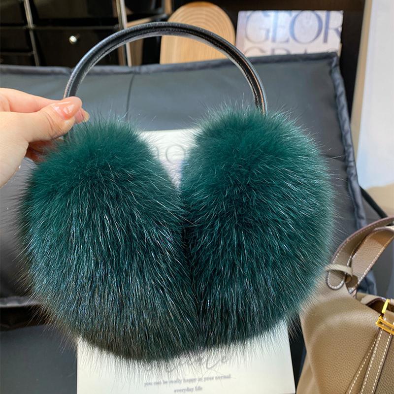 New Winter Real Fox Fur Earmuffs for Women Natural Fox Fur Scarves Dual Use Genuine Warmer Plush EarMuff Outdoor Solid Fur Scarf