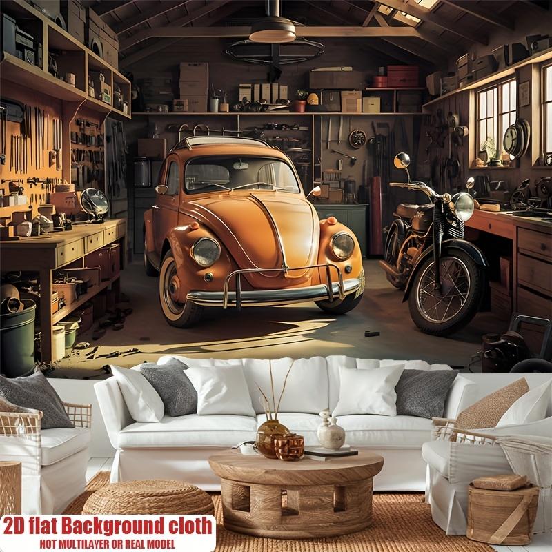 Bannière 2D 1 pièce, éléments de voiture rétro, décoration de maison, décoration de chambre, décoration murale, décoration de fond de fête