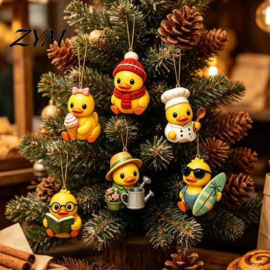 Interactive Holiday Morning Ritual Duck Advent Calendar, 24-Day Christmas Countdown Box with Cute Acrylic Toy Calendar Toy, Tree Hanging Decor,