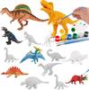 6/8Pcs Unpainted Diy Dinosaur Paint Kit 3D Blank Dinosaur Figures Craft Painting Set Montessori Educational Creative Graffiti