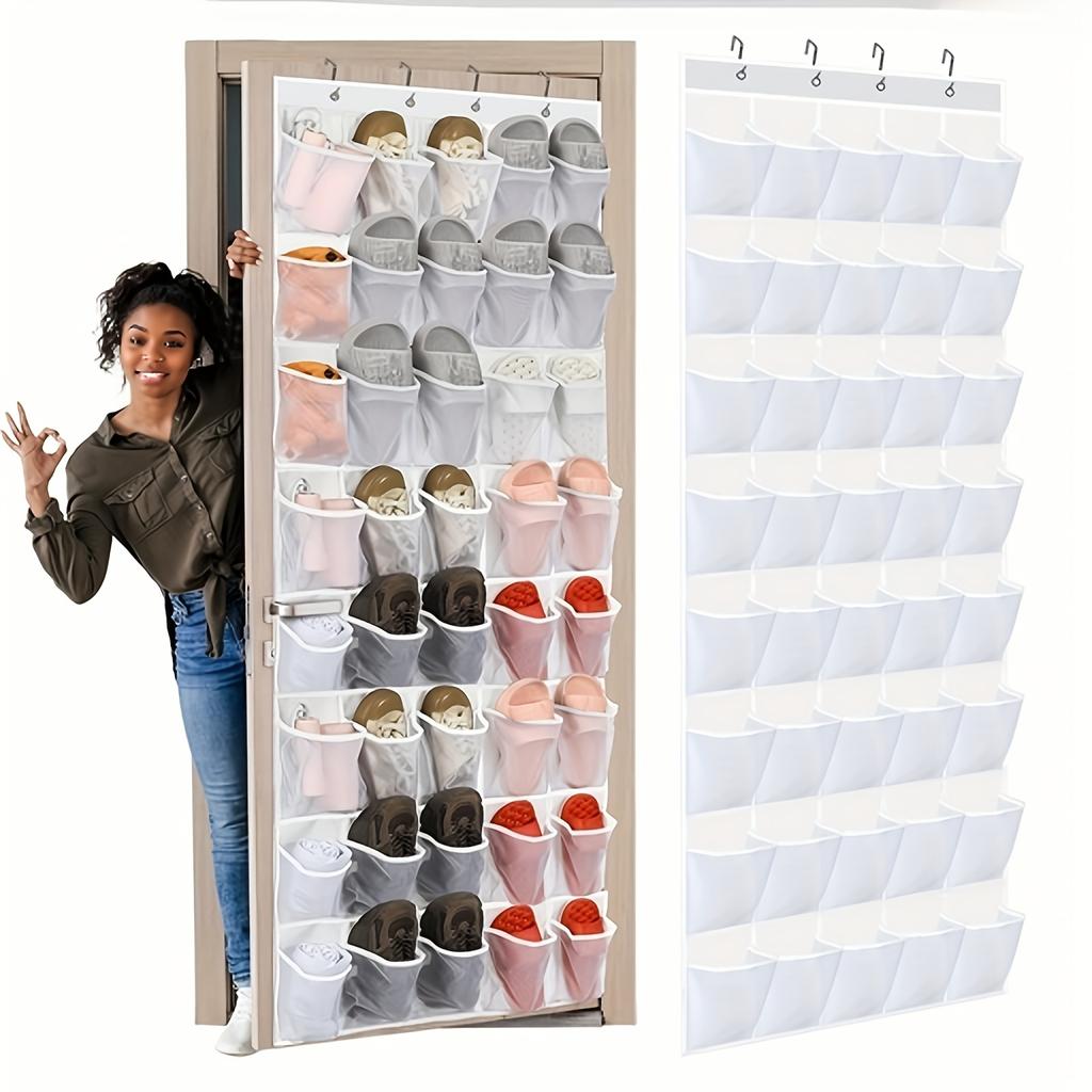 40-Pocket Over-Door Organizer, Grid Shoe Holder. For Bedroom, Bathroom, Closet & Office. Space-Saving Storage Solution.