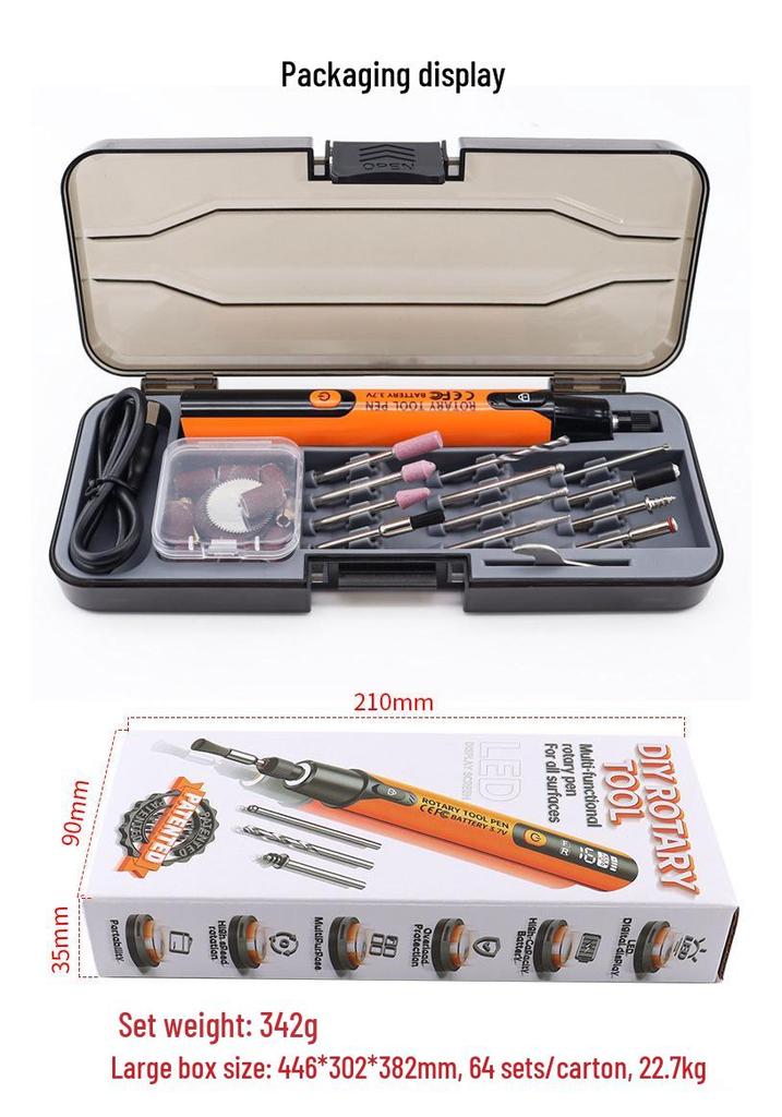 Handheld Electric Grinding Pen with Light & Digital Display for Carving, Polishing & Drilling