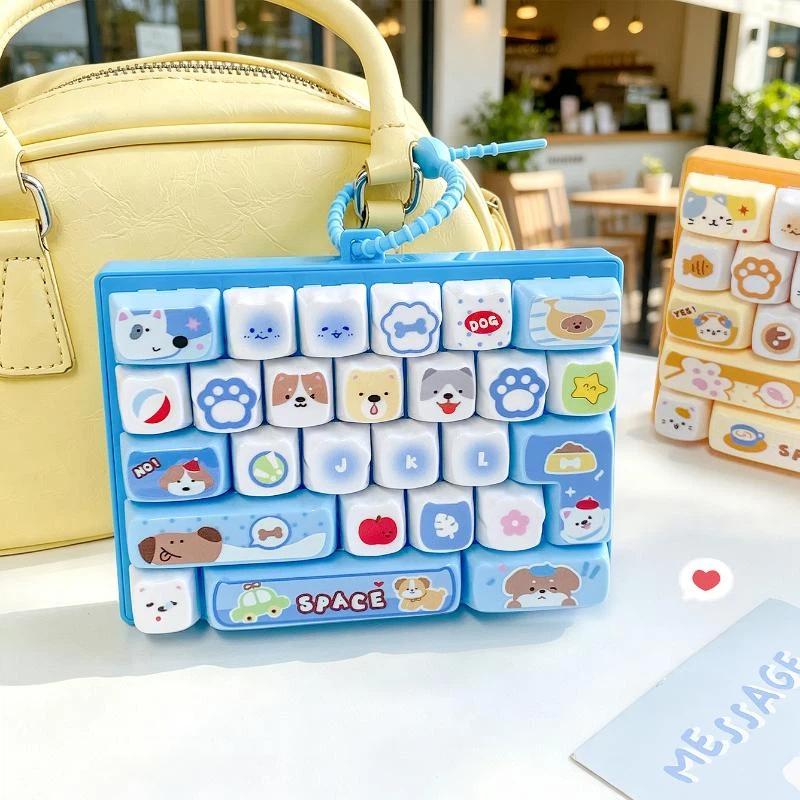 26 Grid Keyboard Fidget Clicker Keychain Antistress Keycap Toy Portable Bag Charm for Outdoor Camping Time Killing