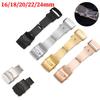 16MM/18MM/20MM/22MM/24MM Stainless Steel Watchband Clasp Folding Buckle Double Press Silver Black Watch Strap Repair Accessories