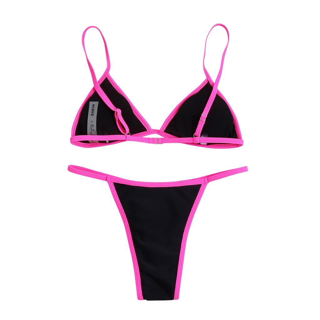 Women's Two Piece Bikini Set Triangle Top Adjustable Straps Low Rise Bottom Swimwear Beachwear Summer Outfit
