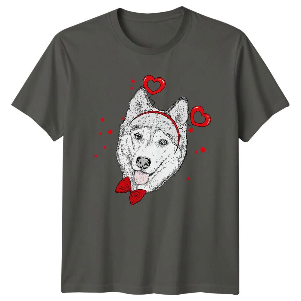 Husky Dog With Hearts Animal Unisexs TShirt Unisexs Graphic Tee Unisex Top