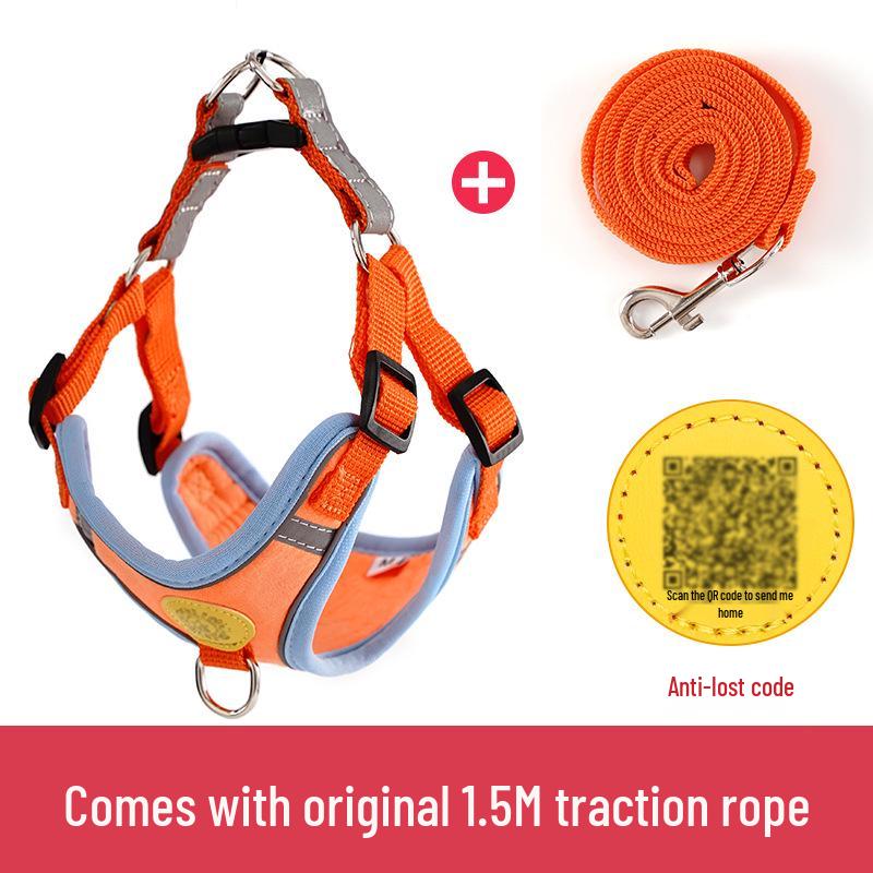 Reflective Breathable Suede Dog Harness and Leash Set for Small Dogs