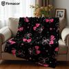 Pink Heart Bow Lightweight Microfiber Soft Christmas Fleece Blanket Warm Cozy Throw for Bed Sofa Office Travel All Season
