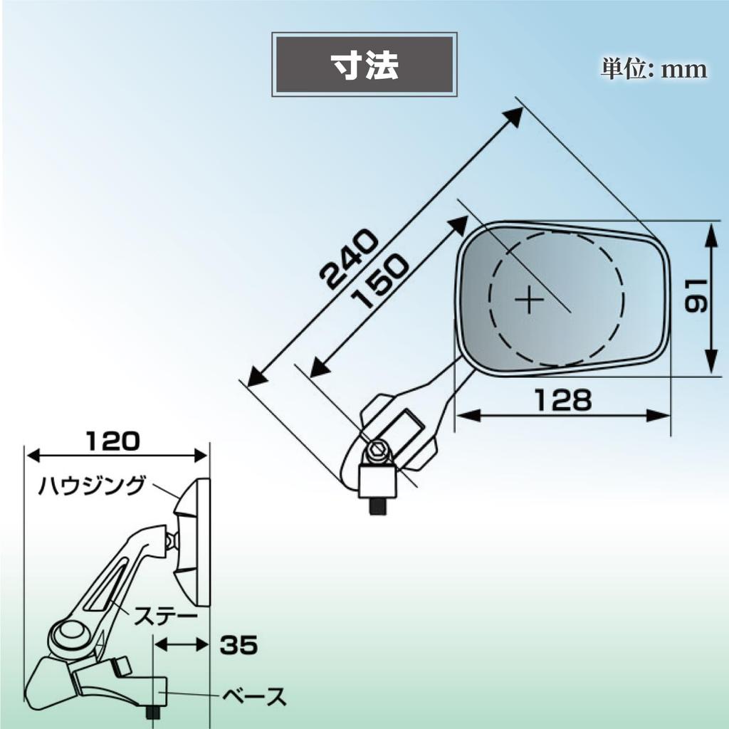 TANAX Napoleon Shark Mirror 5 Black Motorcycle Mirror with 10mm and Meets Safety Standards for All 1 Mirror per Pack NA-012 Right-Hand Left-Hand