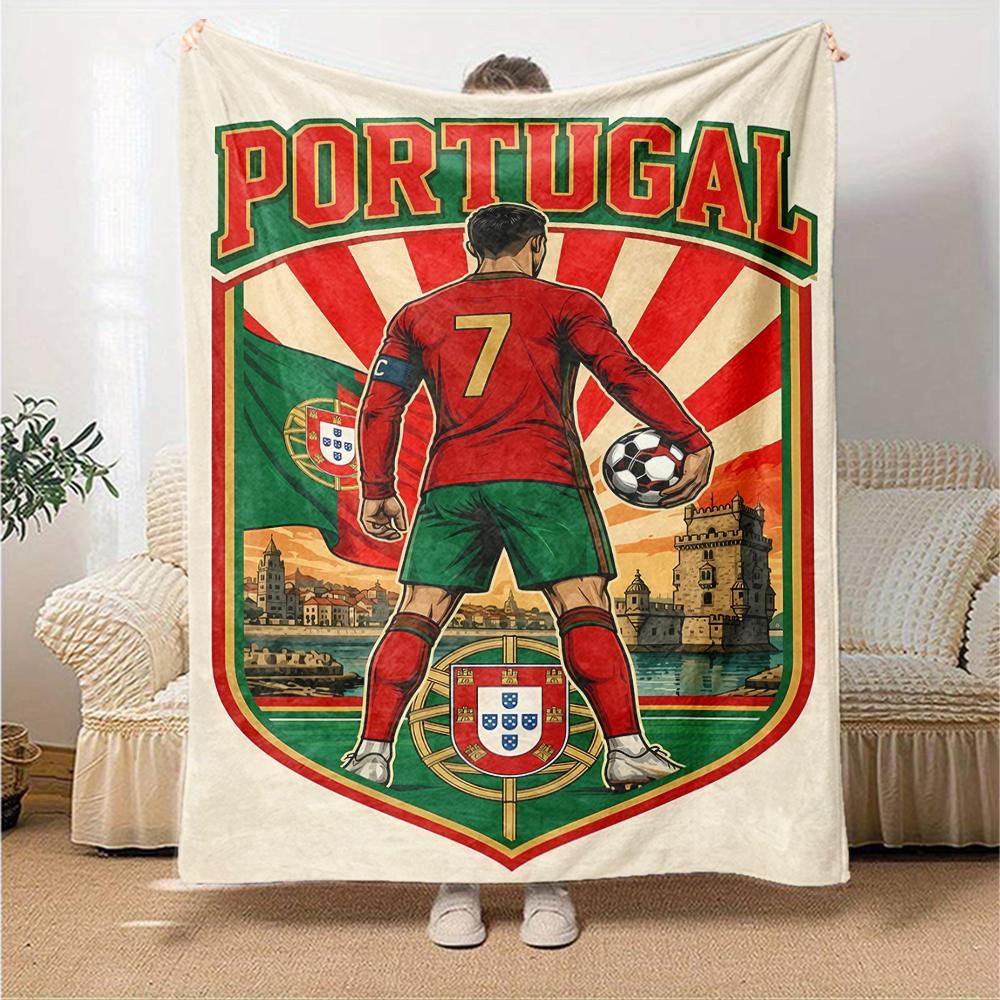 1pc Blanket - Cristiano Ronaldo Print Design,Lightweight Blanket for Sofa,Bed- Soft &Warm,Gift for All Seasons
