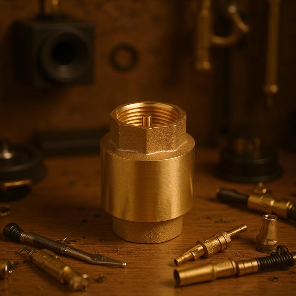 Brass Spring Loaded Check Valves Heavy Duty Internal Thread Design Vertical Mounting Suitable For Industrial Pipe System